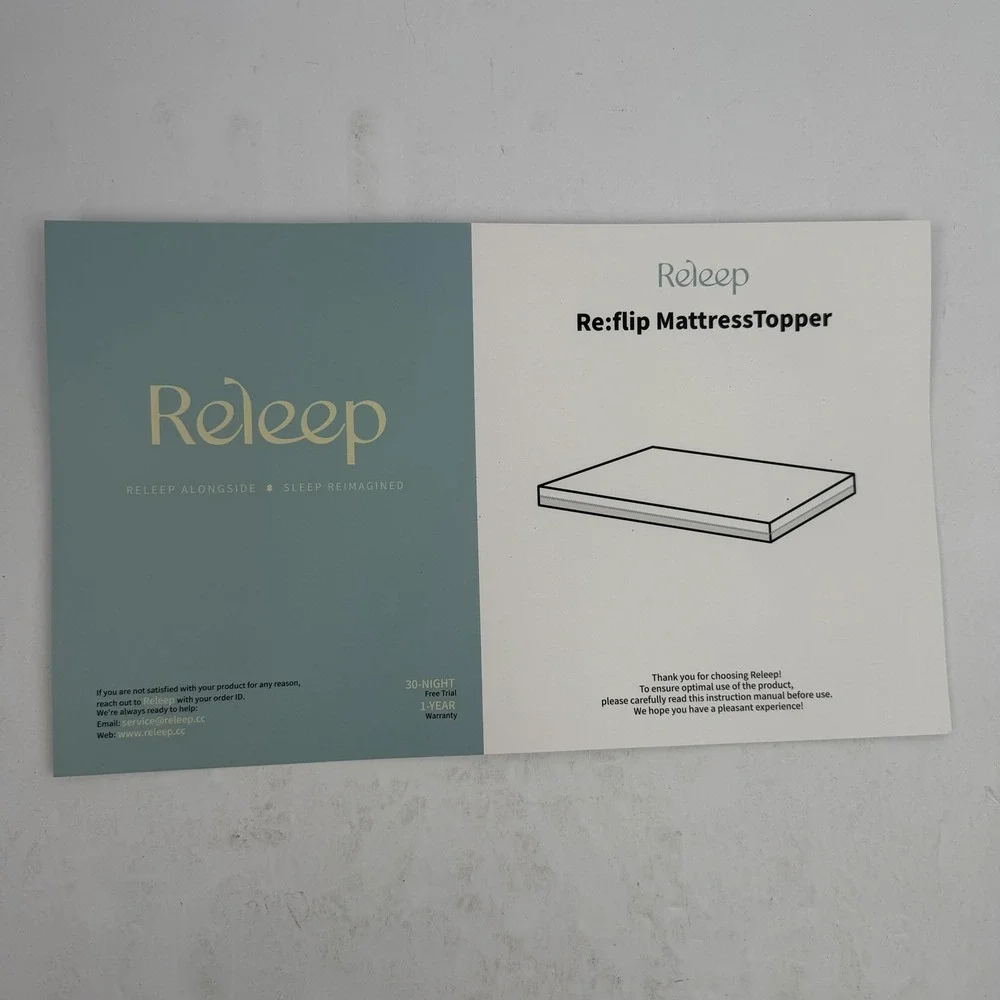 Releep Mattress Topper Twin 2 Inch Memory Foam Re:flip CertiPUR OEKO-TEX‎ White